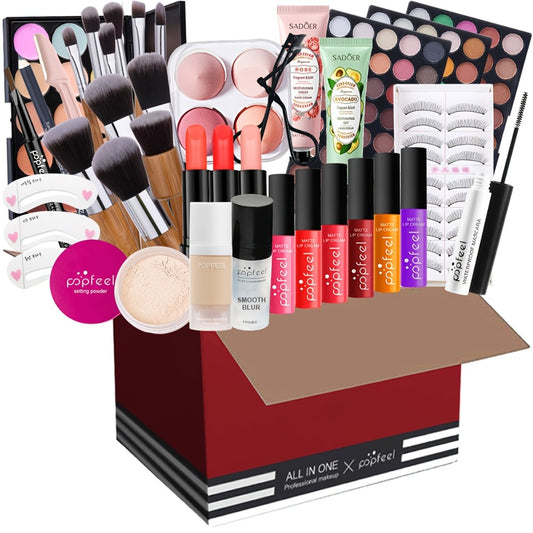 POPFEEL Professional Makeup Set - Multifunctional Makeup Brush Set, Eye Shadow Palette, Lip Color, Paste, Ideal Valentine's Day Gift, Mother's Day Gift