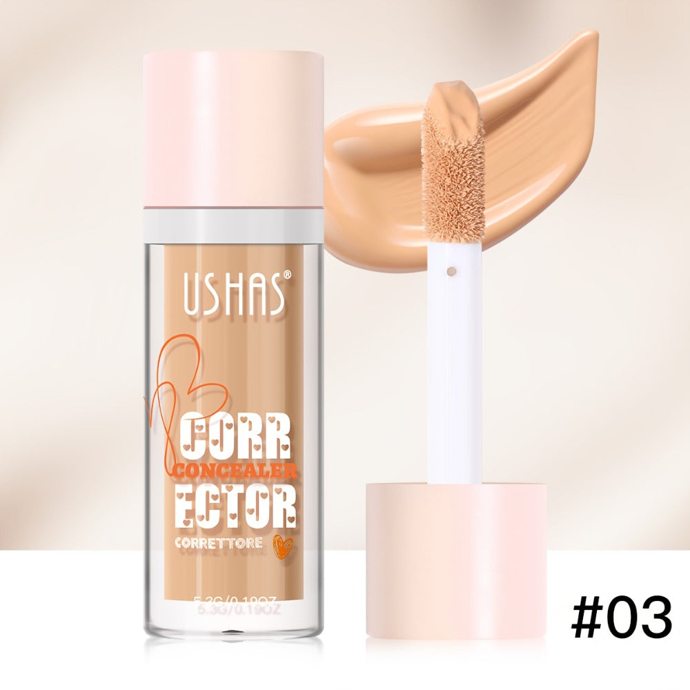 USHAS Liquid Concealer - 12 Shade Range, Full-Coverage Waterproof & Buildable Coverage, Self-Applying Applicator Brush Tip, Long-Lasting Non-Cakey Formula for Sensitive/Combination/Oily Beige - Instantly Cover Dark Circles,, Blemishes