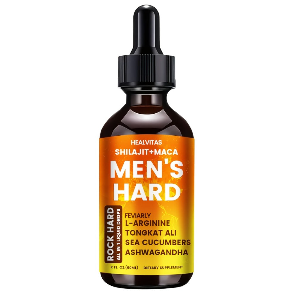 Booster for Men, Men's Hard Liquid Drops, Men's Daily Support, Drive, Long-Lasting, Level Up Manhood, Boost Your T, Support Mood, Rock Hard, Men's Multivitamin with Shila, Maca, Longjack, Fast-acting for Women &men