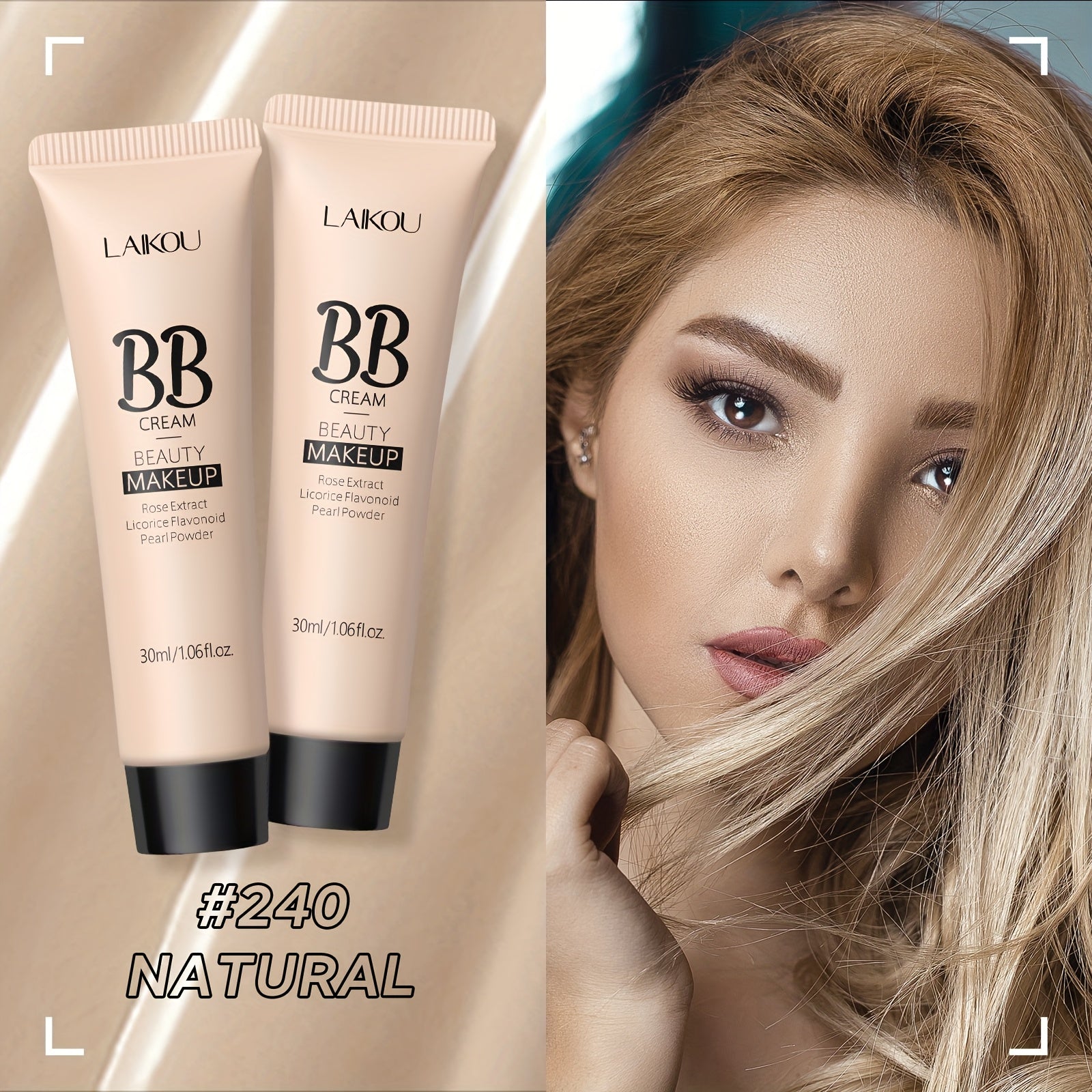 Buy 1 Take 1 - LAIKOU Long Wearing BB Cream 30ml/1.06fl.oz., Waterproof Hide Pores Concealer Make Up, Makeup Foundation, Cover Blemishes Make Up Cream