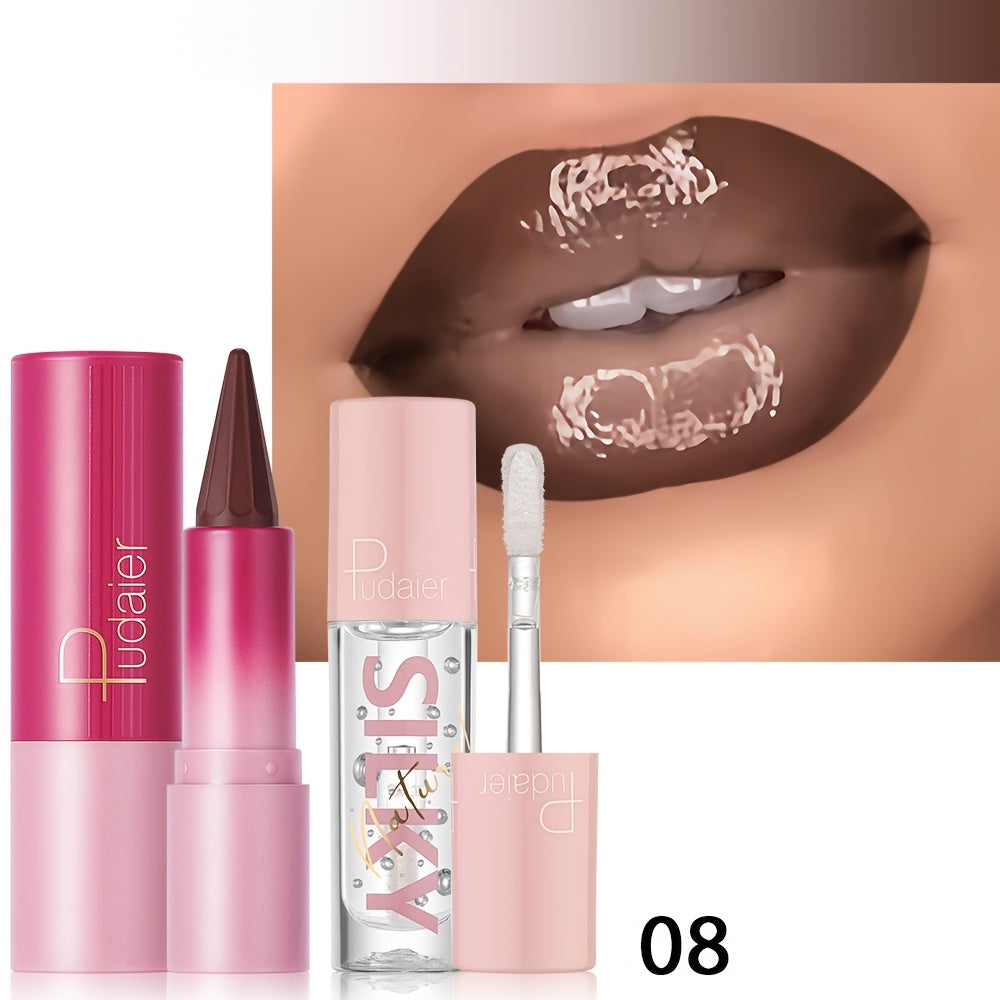 Silky Smooth Lipstick & Nourishing Lip Oil Set - Create Versatile Stunning Looks with Long-Lasting Hydration - Ideal for Effortless Glam! Christmas gifts, Christmas presents for Mom/Partner