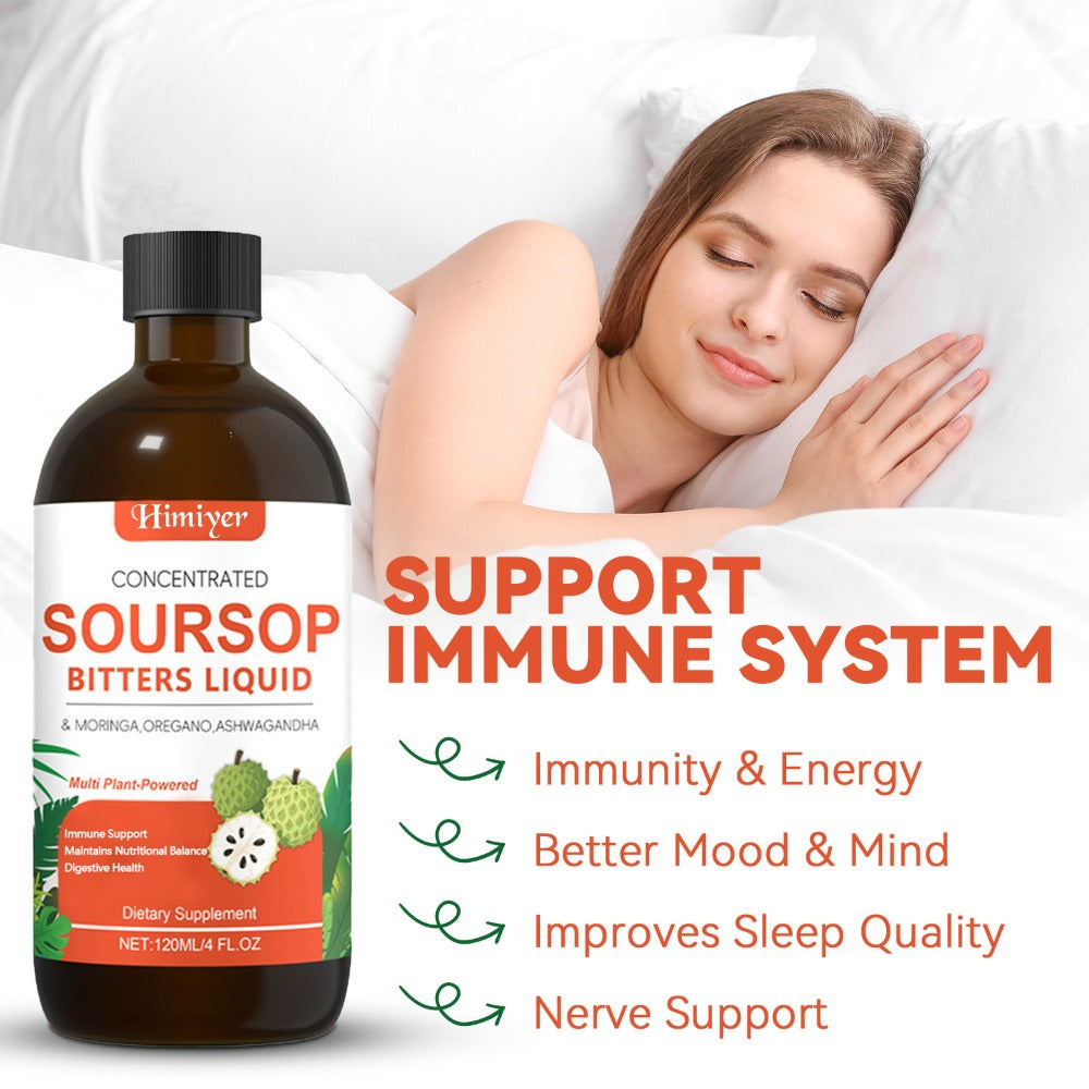 1/3pcs Soursop Bitters Liquid - Herbal Supplement, Gut Health Support - Contains Moringa, Oregano, And Ashwagandha, Suitable for Those with Sensitive Stomachs. Multi-Plant, Sugar-Free, Vegan Formula for Enhanced Vitality