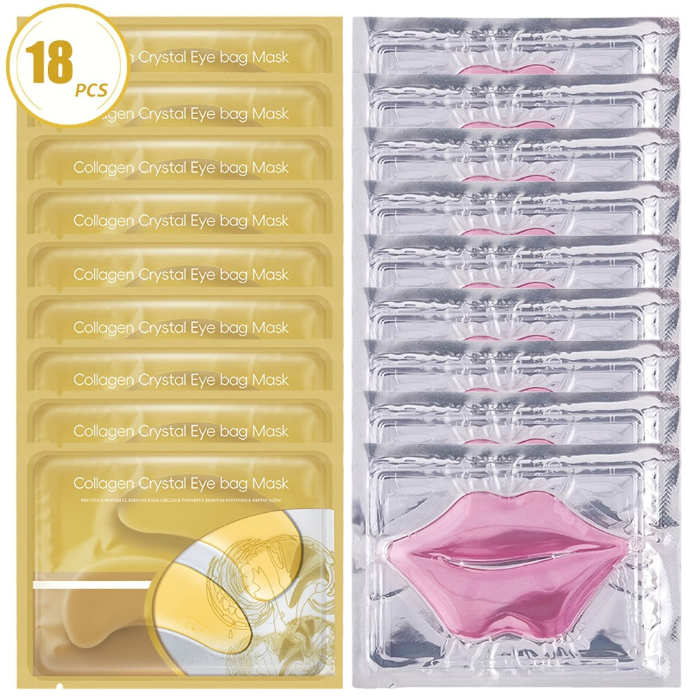 6pcs/12pcs/18pcs Moisturizing Eye Mask Hyaluronic Acid Pink Lip Mask Patch For Hydrated Lips, Moisturizing And Hydrating Anti-Dry Lip & Eye Care & Lip Eye Sleeping & Lip Eye Nourishes & Smoothing Mother Gifts Set For Women Christmas Gifts