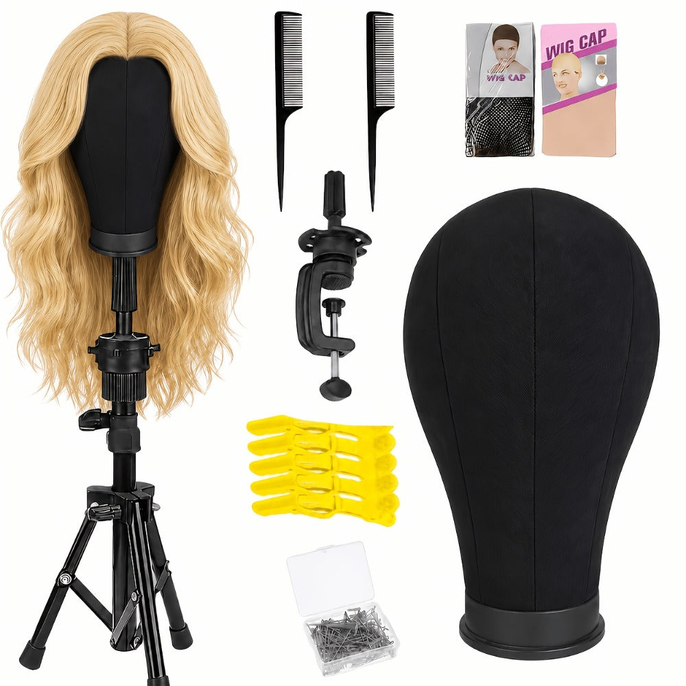 Mannequin Head with Adjustable Wig Stand Set - 22 Inch Reinforced Manikin Head for Wigs Cosmetology Hair Styling Practice Pink Black White