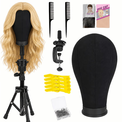 Mannequin Head with Adjustable Wig Stand Set - 22 Inch Reinforced Manikin Head for Wigs Cosmetology Hair Styling Practice Pink Black White