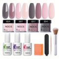 11pcs Dip Powder Nails Kit Starter – Perfect for French Manicures & Salons – 4 Colors, Base & Top Coat, And Nail Tools!