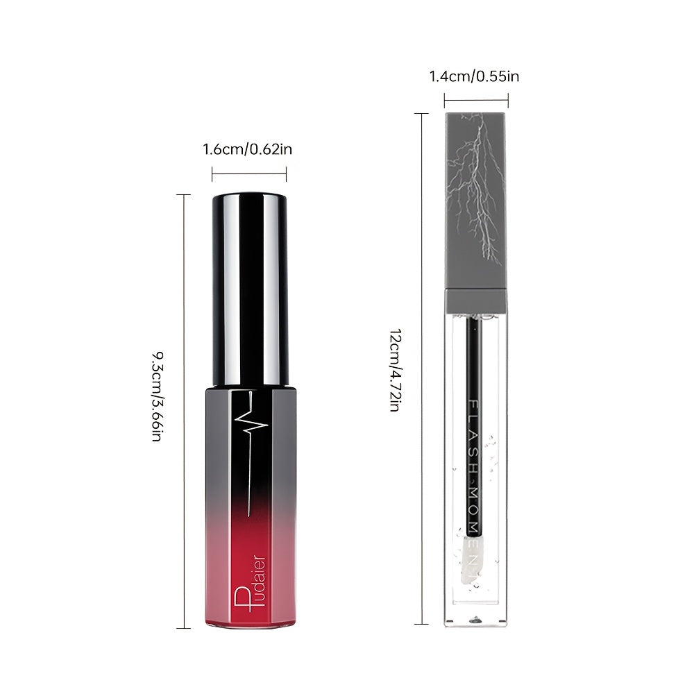 [Ideal Valentine's Day Gift] 3pcs Velvet Matte Lip Gloss Set, Long-Lasting Waterproof Lip Oil, Non-Stick Cup, Glossy End, All Skin Types, Berry Tones, Adult, Ideal Valentine's Day Gift