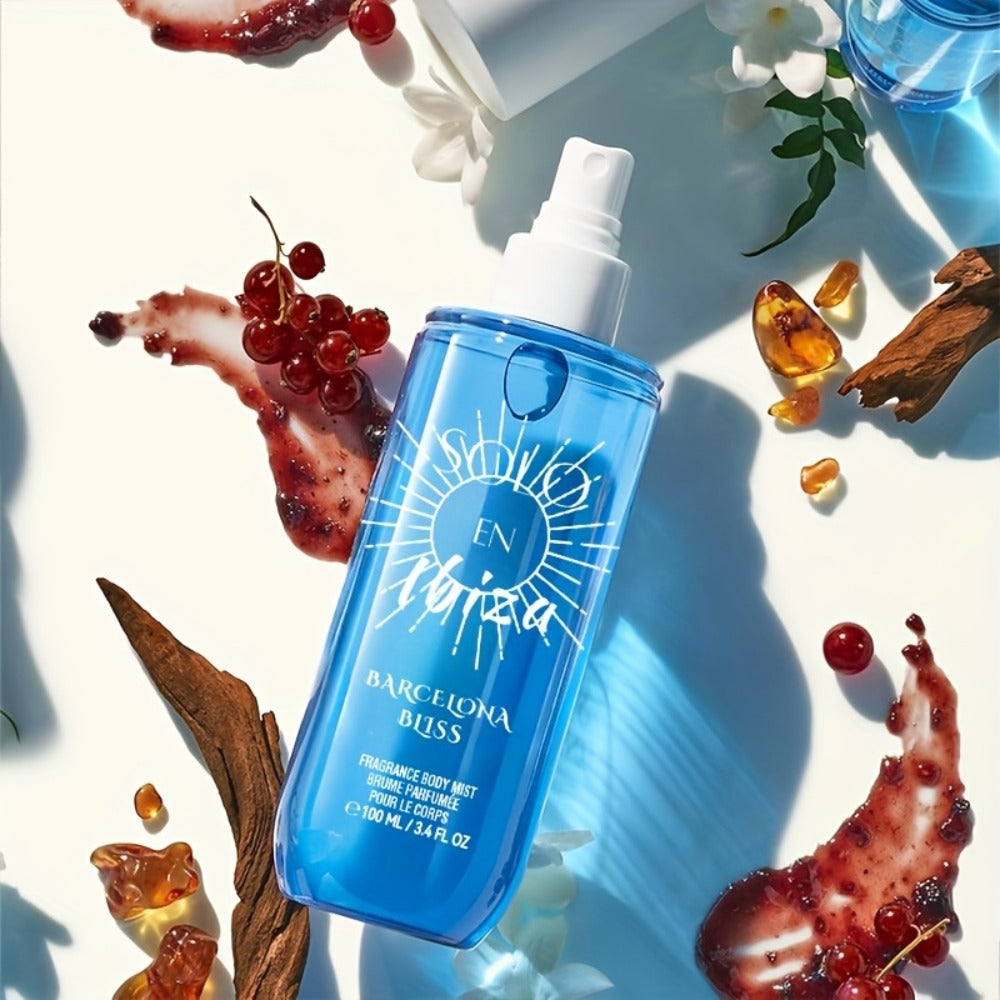 Body Hair Fragrance Mist Gift Set 2-Piece SOLO EN IBIZA Perfume Mist Body Cream Long Lasting Vanilla Fruit Scent 3.4 fl oz Unisex for Men Women 4 Scent Varieties