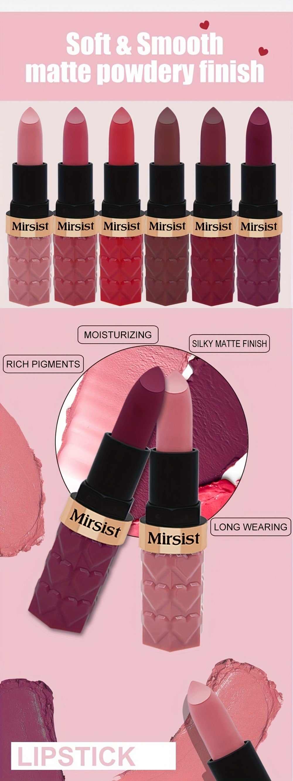 Matte Lipstick Set 6 Colors Waterproof Long Lasting Lip Gloss - Smudge Proof Non-Fading Velvet Lip Color Berry Red Tones for All Skin Types Daily Wear Special Events Holiday Gift