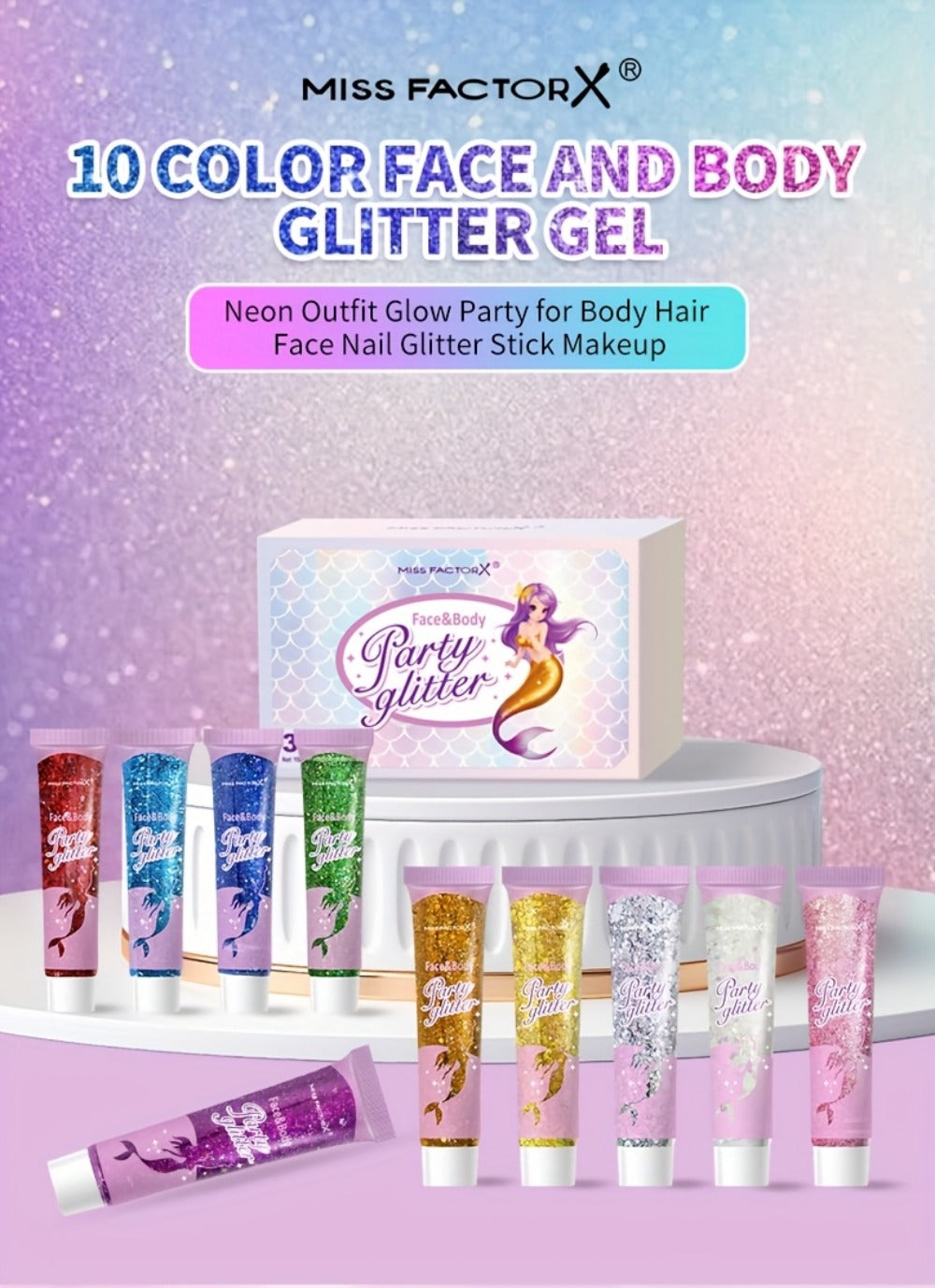 30pcs/box Face Glitter, Body Glitter, Transparent White Glitter Gel, Hair Glitter Gel, Various Shapes Colorful Glitter, Mermaid Sequin Makeup, Face Painting, Women'S Thick Shiny Glitter Gel Gift Se