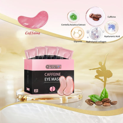 Eye Patches for Dark Circles & Puffiness - Caffeine Collagen Under Eye Mask, Anti-Wrinkle Gold Eye Bags Treatment Skin Care, 25 Pairs