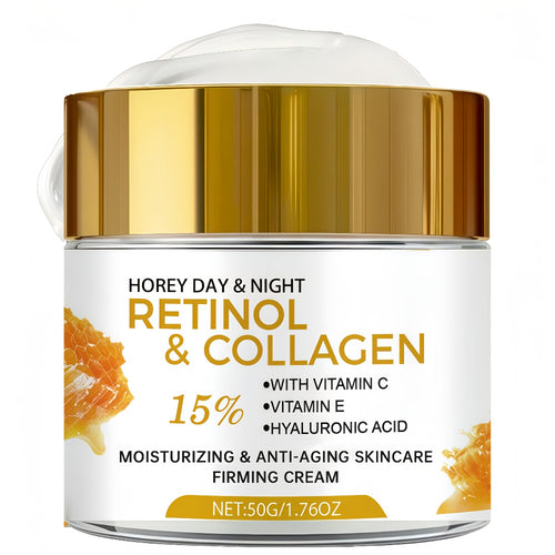Retinol Hyaluronic Acid Face Cream Firming Anti-Aging Moisturizer Smooths Fine Lines Neck Lifting Brightening Day Night Dry Skin 50g