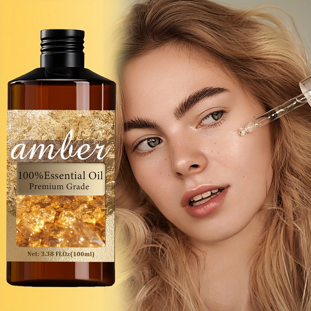 Amber Essential Oil - Highly Refined, 100% Pure Essential Oil - Hydrating, Long-Lasting Fragrance, Ideal for Skin, Hair, Nail, Bathing, Unisex - Massage Oil