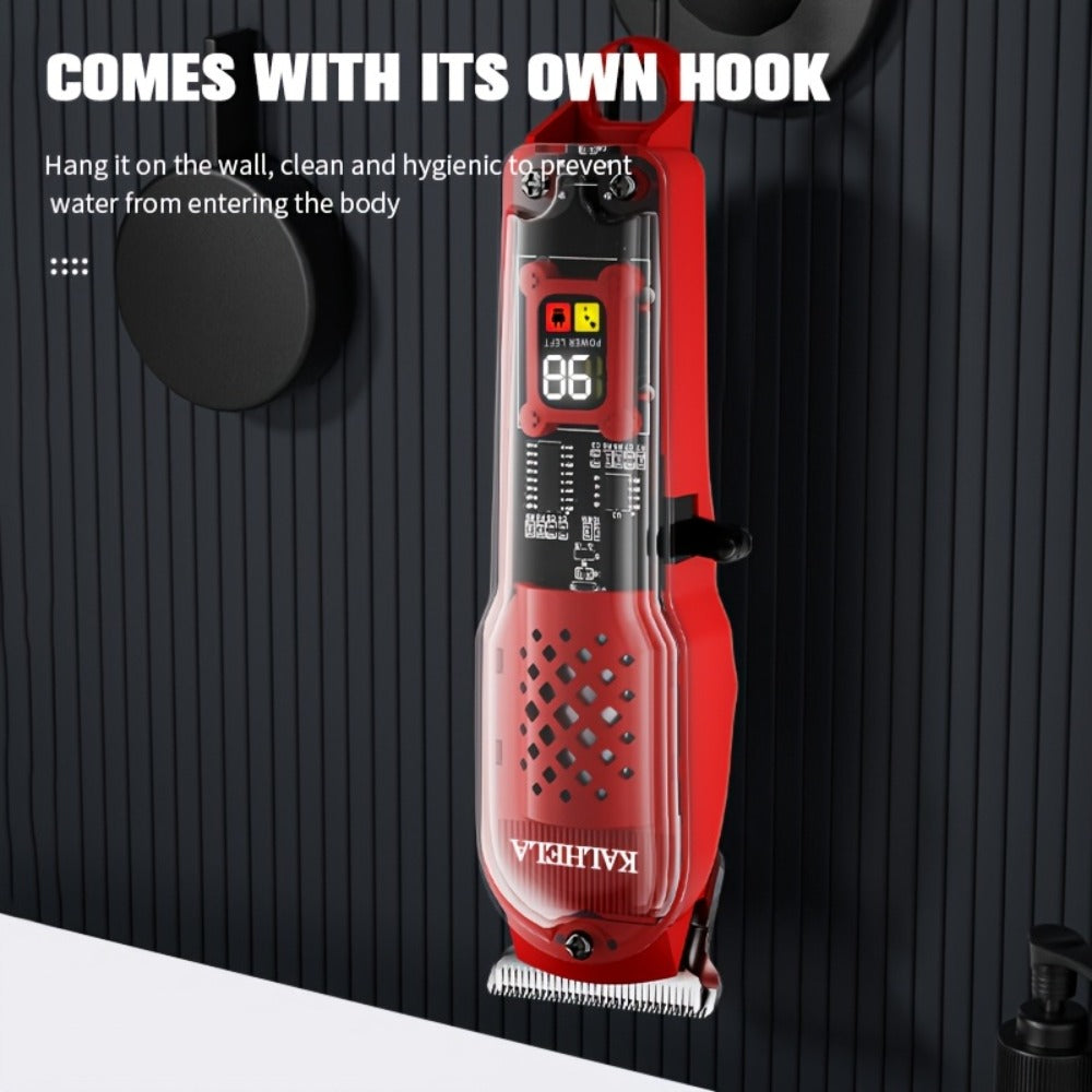 Men'S Hair Clippers | Retro Transparent Body Electric Hair Trimmer for Pompadour Styles, Professional Beard Trimmer with LCD Display, High-Power Hair Grooming Machine, USB Charging, ABS Plastic, Battery, Father'S Day Gift