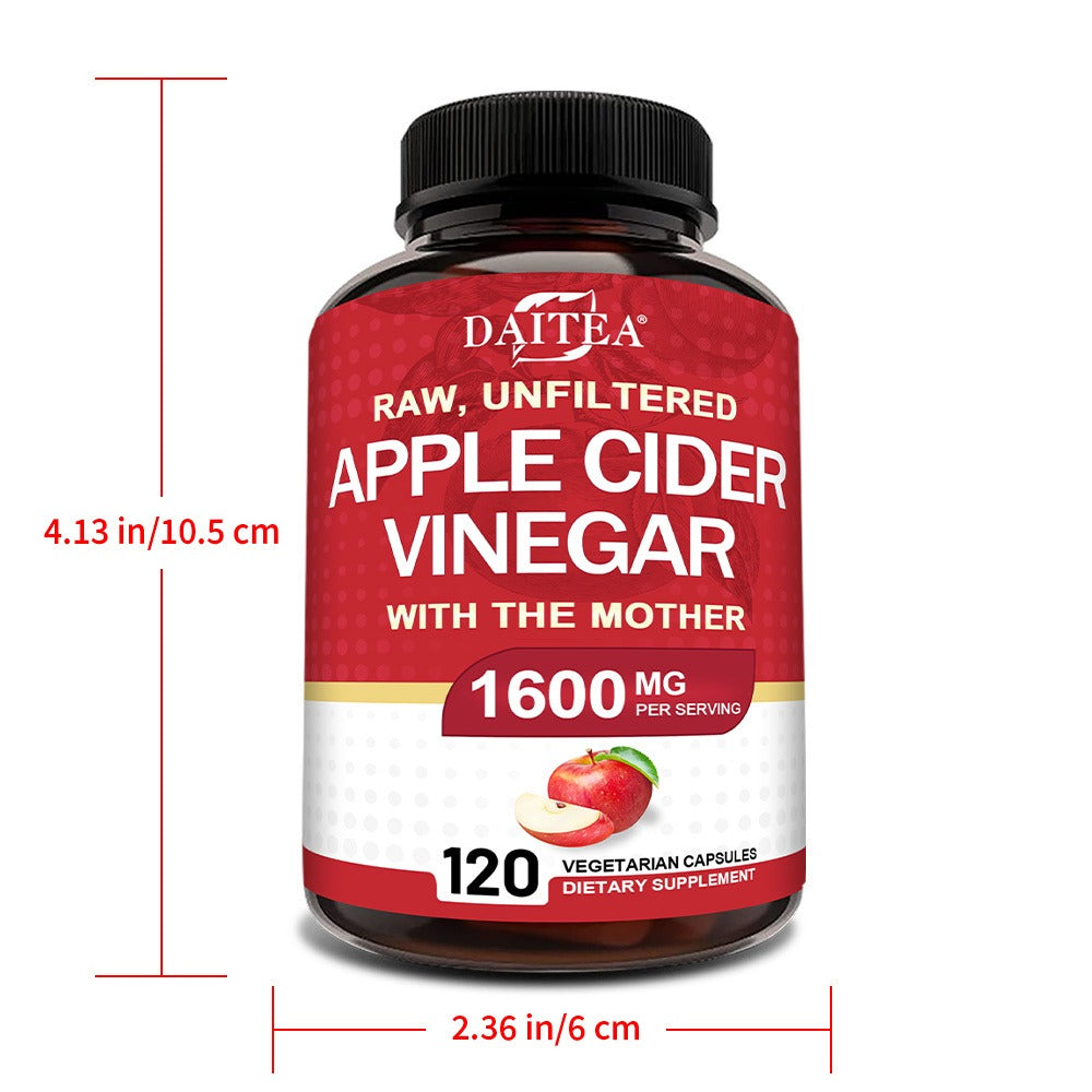 Apple Cider Vinegar Capsules 1600mg – Supports Digestion, Weight Management & Energy for Men and Women | 120 Capsules Vitamin & Mineral Blend (Optional 1/2/3 Bottles)