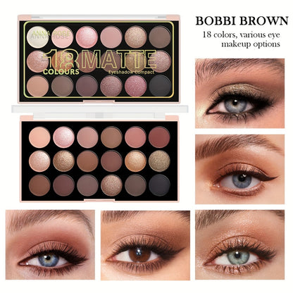 Eyeshadow Palette 18 Colors - Matte & Shimmer Waterproof Sweatproof Long-Lasting Formula, Professional Eye Makeup for Everyday & Glam Looks, Valentine's & Christmas Gift