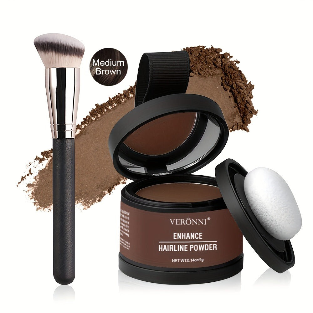 Hairline Shadow Powder Kit with Brush — Instant Waterproof Hairline & Hair Root Concealer | Natural Seamless Finish | 6 Shades for Men & Women