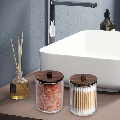 Glass Storage Jars with Bamboo Lids – 6-Piece Set (3 Jars + 3 Lids) Sealed Dustproof Containers for Cosmetics, Cotton Swabs, Food & Vanity Organization – Airtight Gift Set