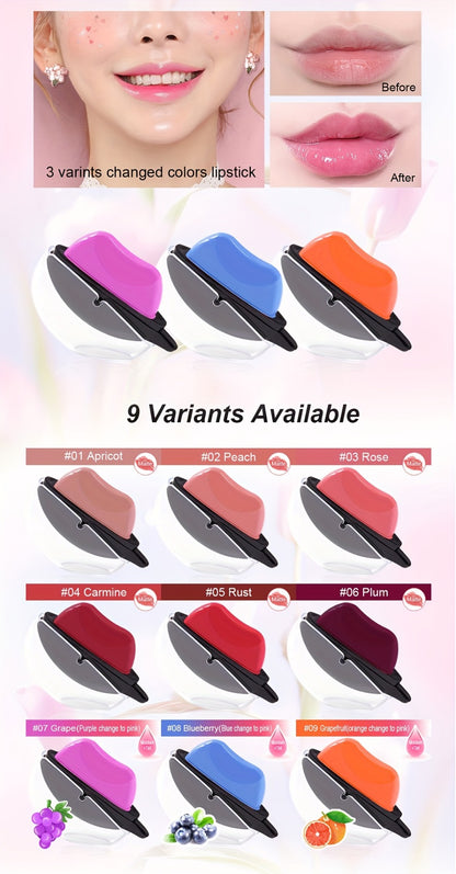 Lipstick Set 6pcs - Matte Color Changing Lip Shaped Lipstick with Jasmine Scent, Non-Fade Long-Lasting Formula, Multi-Shade Lip Makeup Gift Set for Women