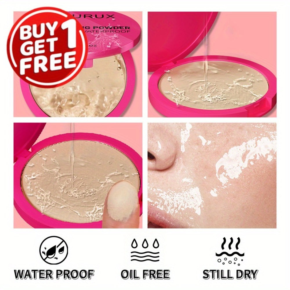 Pressed Powder Foundation 2PCS Set – Lightweight, Waterproof & Sweatproof Concealer Makeup, Non-Sticky Non-Drying Formula, Long-Lasting Coverage for All Skin Types, 5 Shades
