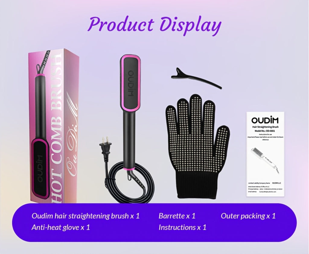 Hair Straightener Brush, Ionic Hair Straightening Brush Flat Iron For Women, Anti-Scald Straightening Comb For Home Salon, Precise Temperature Control, Auto Shuts Off, Holiday Essentials, Gifts For Mother'S Day, Girl Stuff, Wow Hair Products