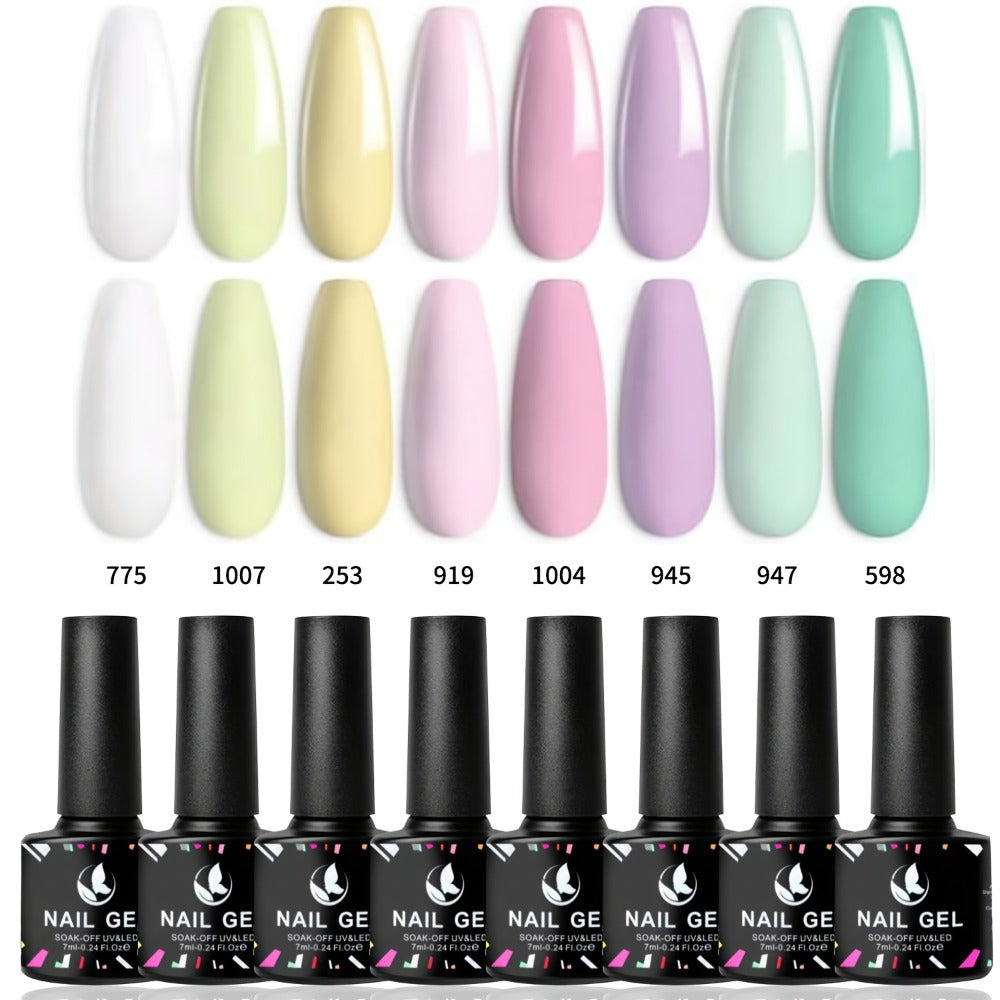 Gel Nail Polish Set 8 Colors Rhapsody Series - Pastel Soak-Off UV LED Nail Art Polish Kit for All Seasons, Soft Muted Tones Starter Set for Home Manicure, Gift for Women & Nail Art Lovers