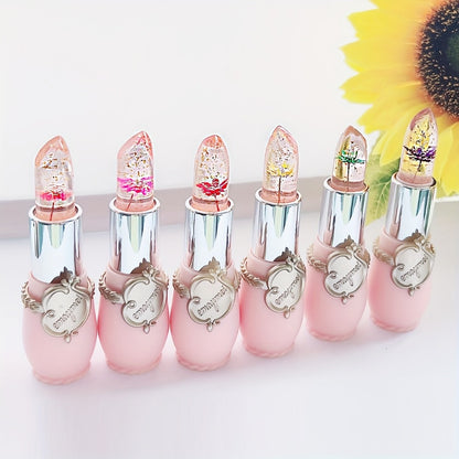 Color Changing Lip Balm 6 Pack — Temperature-Sensitive Jelly Lipstick with Dried Flower Extract, Sheer Moisturizing Clear Gloss, Natural Pink Tint, Long-Lasting Hydration for Women