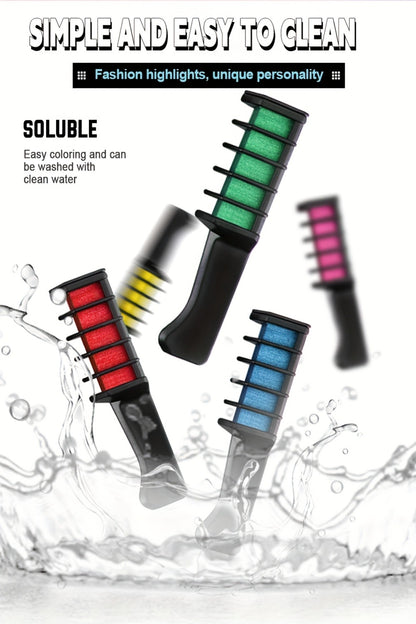 Hair Dye Chalk Comb 14-Color Set — Temporary Washable Hair Color, Plant-Based Squalane & Glycerin Formula, Vibrant Creative Styles for Parties & Events, Safe for All Hair Types