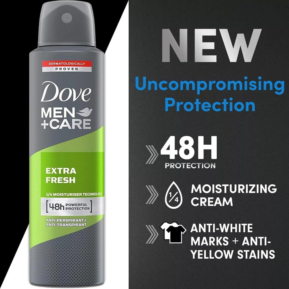 Dove Go Fresh Extra Fresh Deodorant Spray 150ml / 5oz Long-Lasting Dry Comfort Body Spray for Women Quick Dry Aerosol Light Fresh Scent Daily Underarm Care Smooth Skin Feel 48 Hour Protection Inspired Freshness Gentle Care Everyday Confidence Travel Frien