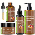 4pcs Honduran Batana Hair Oil + Batana Oil + Batana Hair Cream + Batana Hair Milk, Pure Cold-pressed Extracts For Scalp And Hair Care, With Biotin, Strengthens Hair, Prevents Breakage And Split Ends, Suitable For All Hair Types