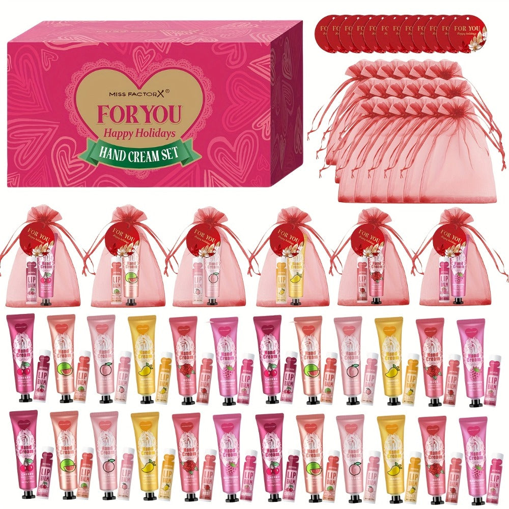 96pcs/box, Batch Gift Set Includes Hand Cream, Lipstick, Red Bag And Wedding Card. A Female Companion Gift Assembly For Christmas Holiday Gift Distribution, Thanksgiving Gift, Thank-you Gifts For Colleagues And Friends, And Gifts For .