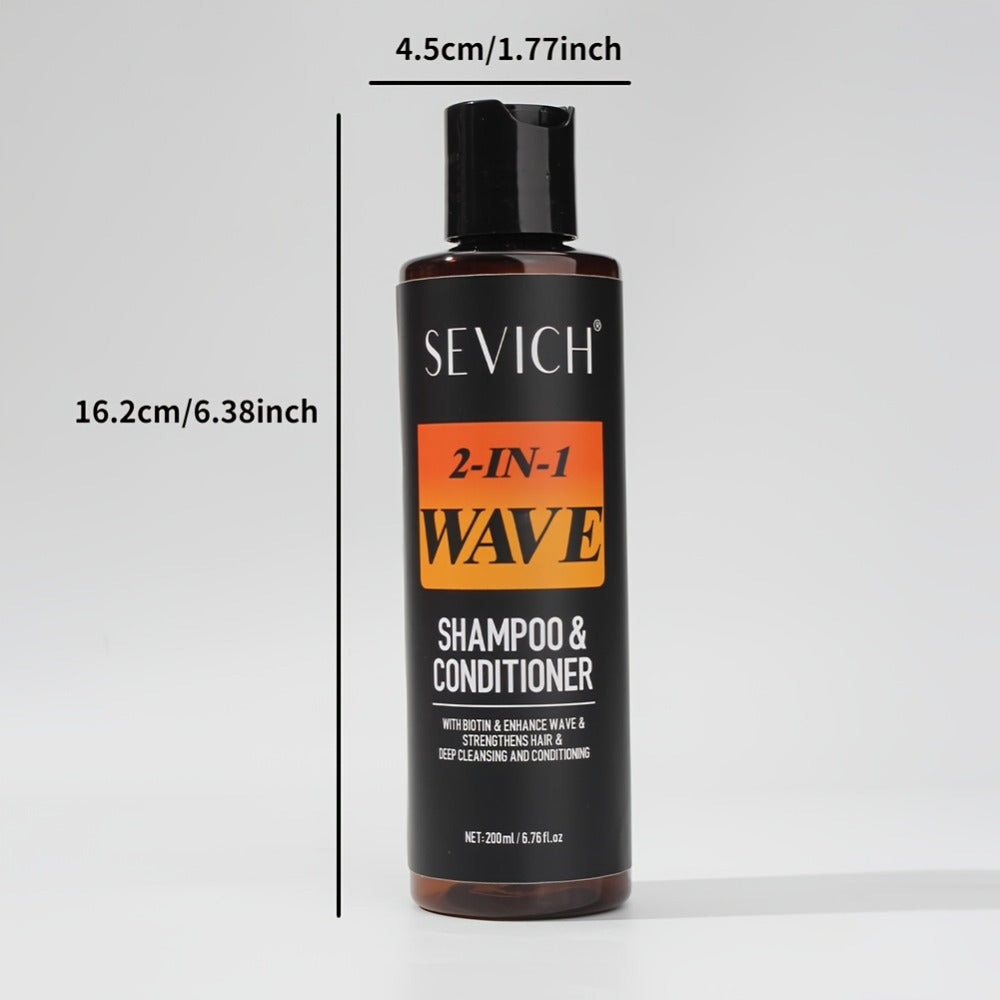 Biotin Wave Shampoo & Pomade 2-in-1 for Men - 360 Wave Deep Cleansing Conditioning Hair Product - Strengthens Hair, Defines Waves with Glycerin Formula, 200ml