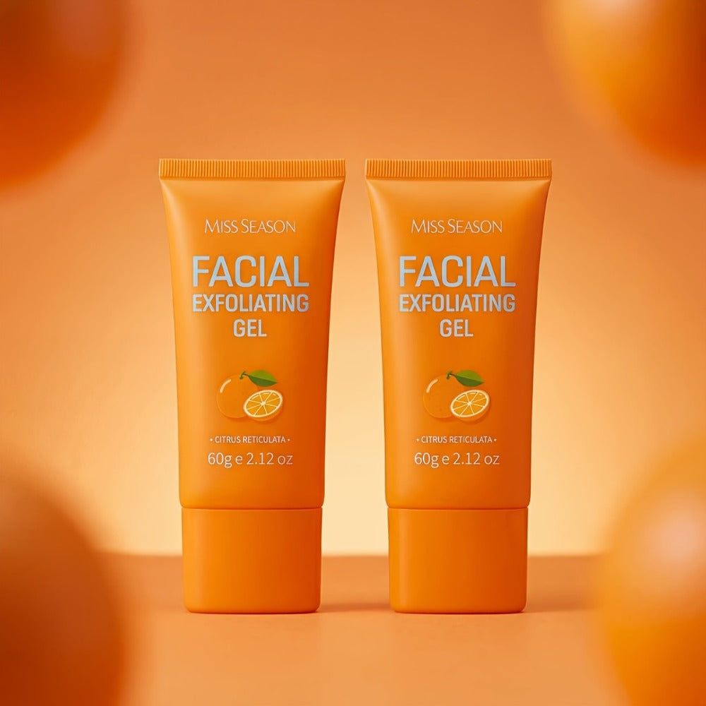2-pack Facial Exfoliating Gel, Orange Face Exfoliator Facial Scrub, Gentle Exfoliation Deep Pore Cleansing, Moisturizing Boosts Radiance Smoothing Skin, Hypoallergenic For All Skin Types Face & Body Daily Use Gifts