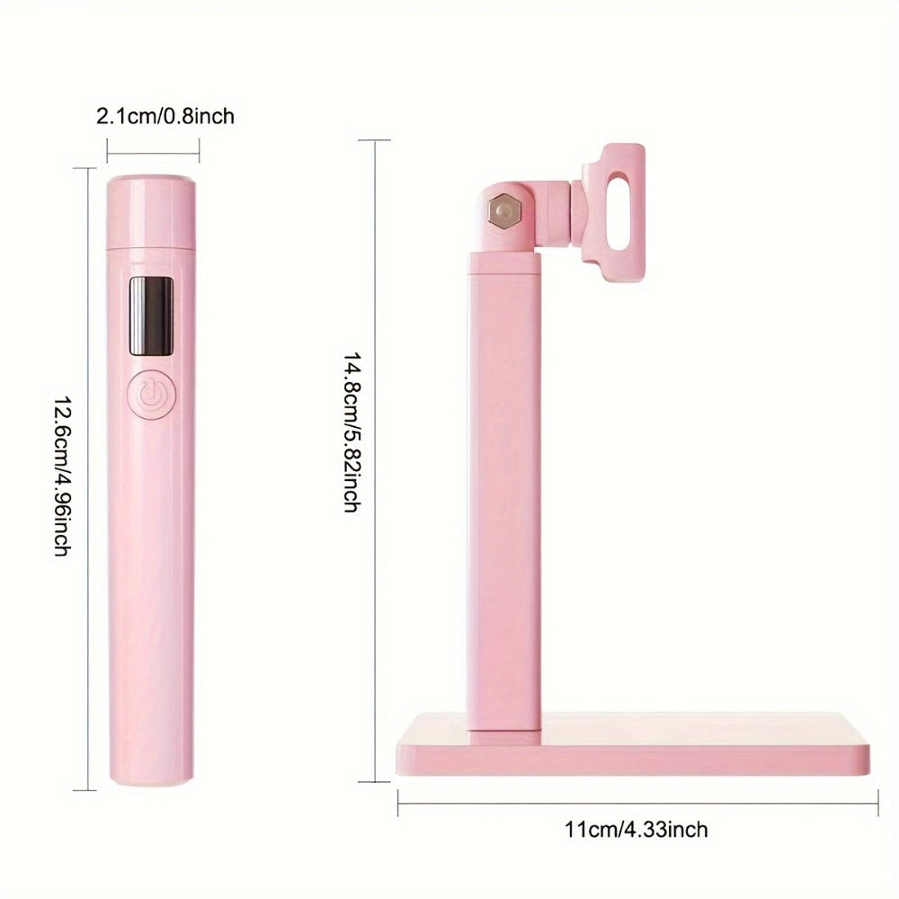 LED Nail Lamp 360° Rotating Head USB Powered with Digital Timer 45s/60s & Nail Stamp - Gel Polish Curer with Condenser Lens for Manicure & Nail Art, White & Pink
