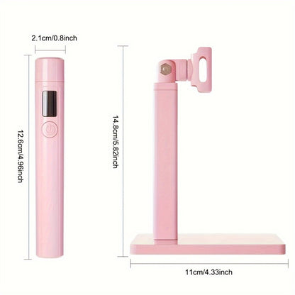 LED Nail Lamp 360° Rotating Head USB Powered with Digital Timer 45s/60s & Nail Stamp - Gel Polish Curer with Condenser Lens for Manicure & Nail Art, White & Pink