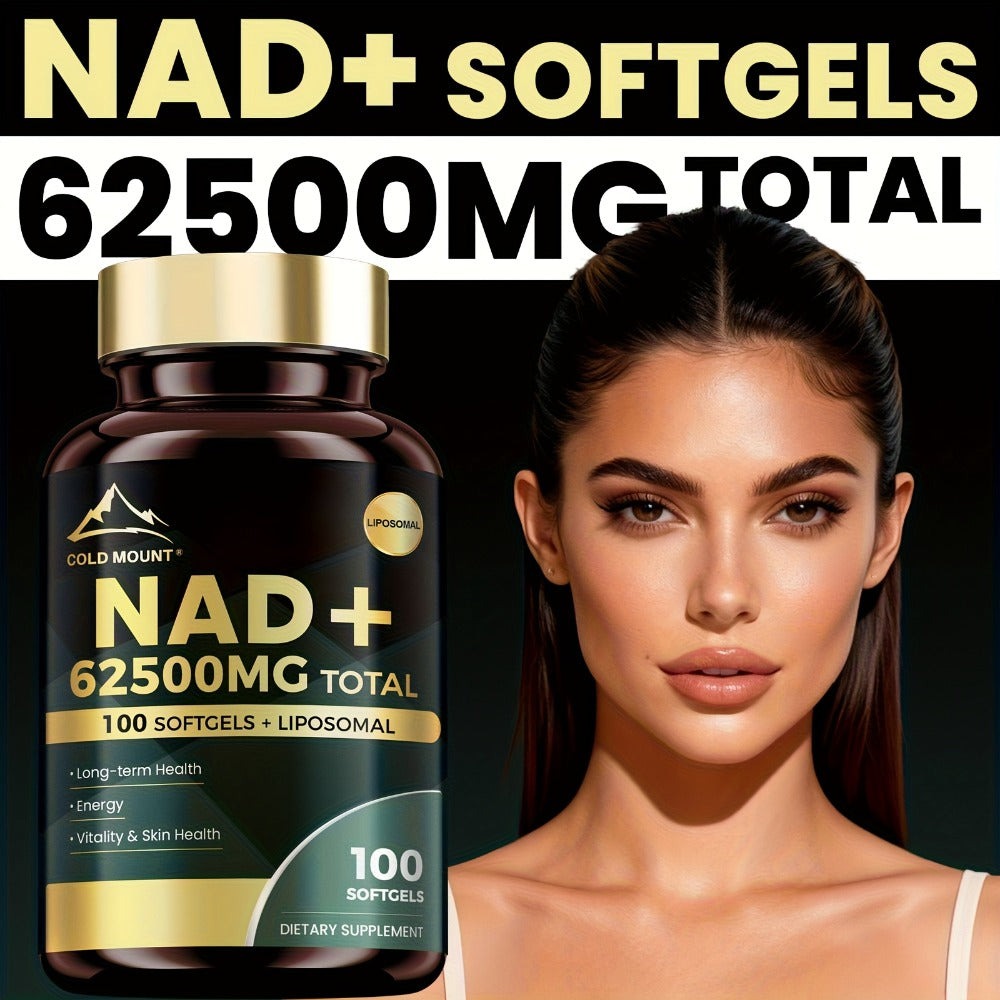 NAD+ Supplement 62500mg - Nicotinamide Riboside & Trans-Resveratrol | for, Repair & | Supports Light, Brain & Healthy Aging | 100 Softgels, 50-Day Supply, Focus Enhancement, Memory Support, High Potency
