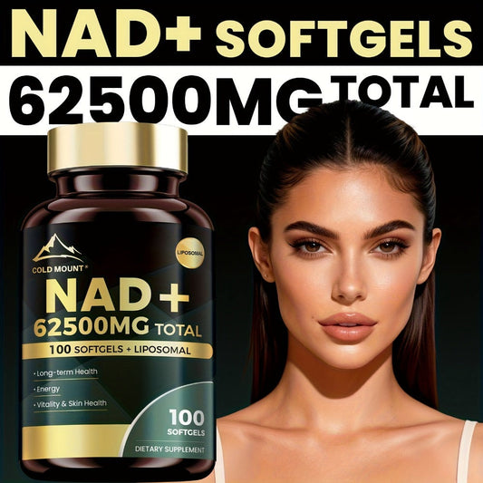 NAD+ Supplement 62500mg - Nicotinamide Riboside & Trans-Resveratrol | for, Repair & | Supports Light, Brain & Healthy Aging | 100 Softgels, 50-Day Supply, Focus Enhancement, Memory Support, High Potency