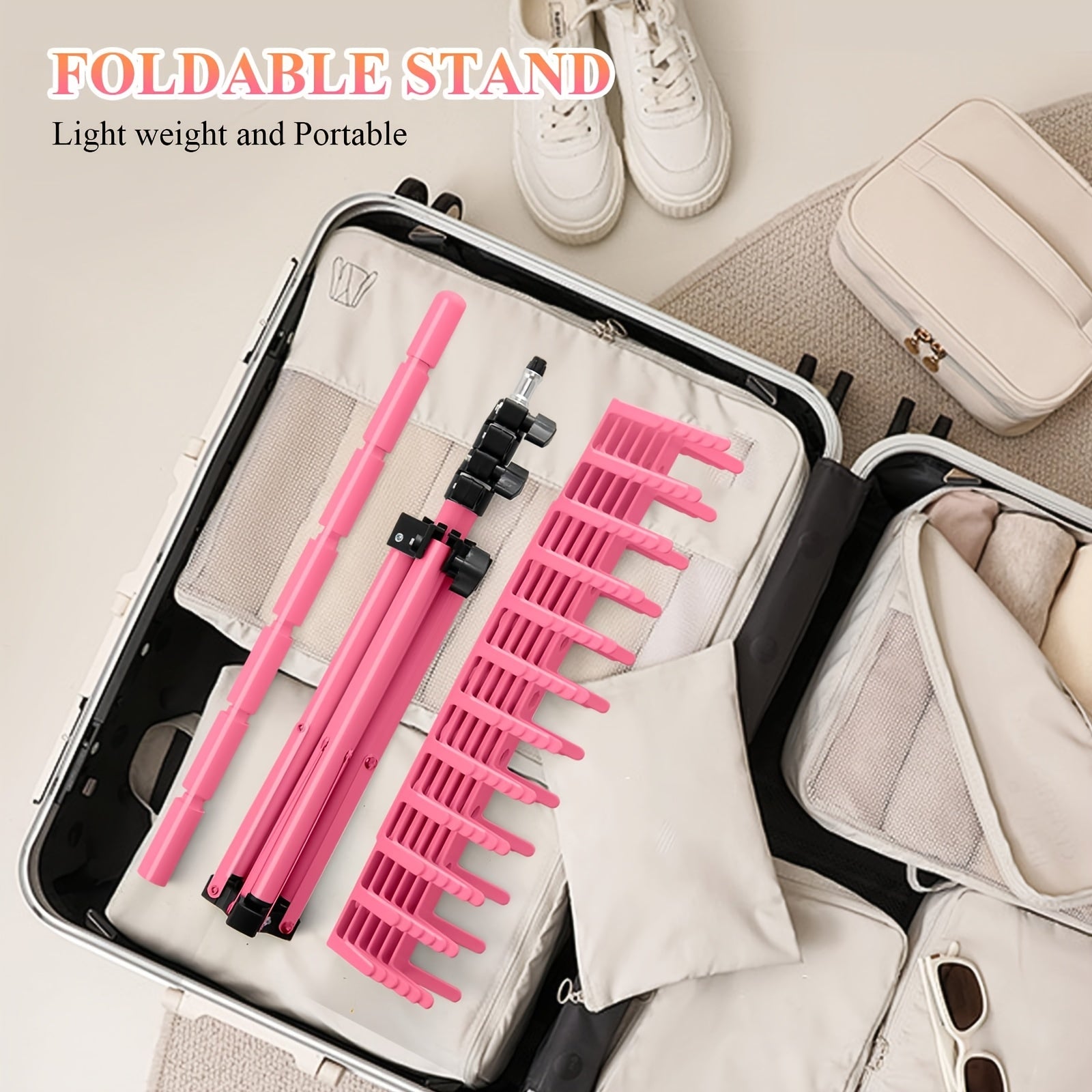 [Hair Extension Holder] Braiding Hair Rack Standing Hair Extension Holder Hanger, 144 Pegs Hair Divider Rack For Braiding Hair Separator Stand Display Stand