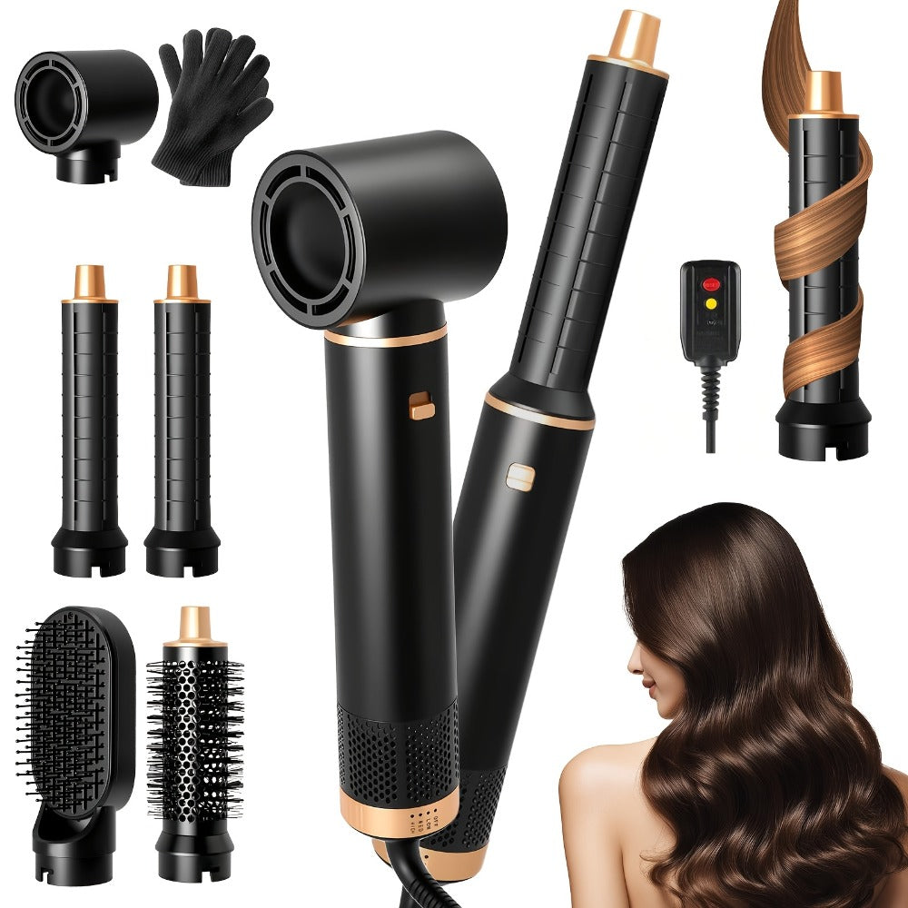 5-in-1 Hairstyler Round Brush Dryer Hair Dryer, Airstyler Curling Iron with Air, 3 Temperature Control, Hair Dryer Brush, Give Hair Volume, Straighten, Curl And Blow Dry Hair