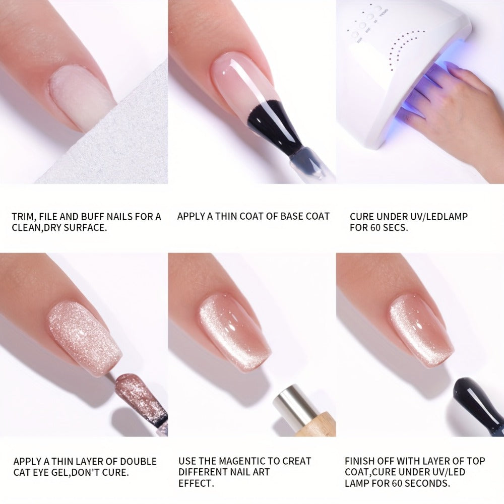 Cat Eye Gel Polish 4-Color Set - Interstellar Galaxy Series Magnetic Nail Polish with Dazzling Shiny Luster, Strong & Non-Damaging UV Gel for Salon Nail Art