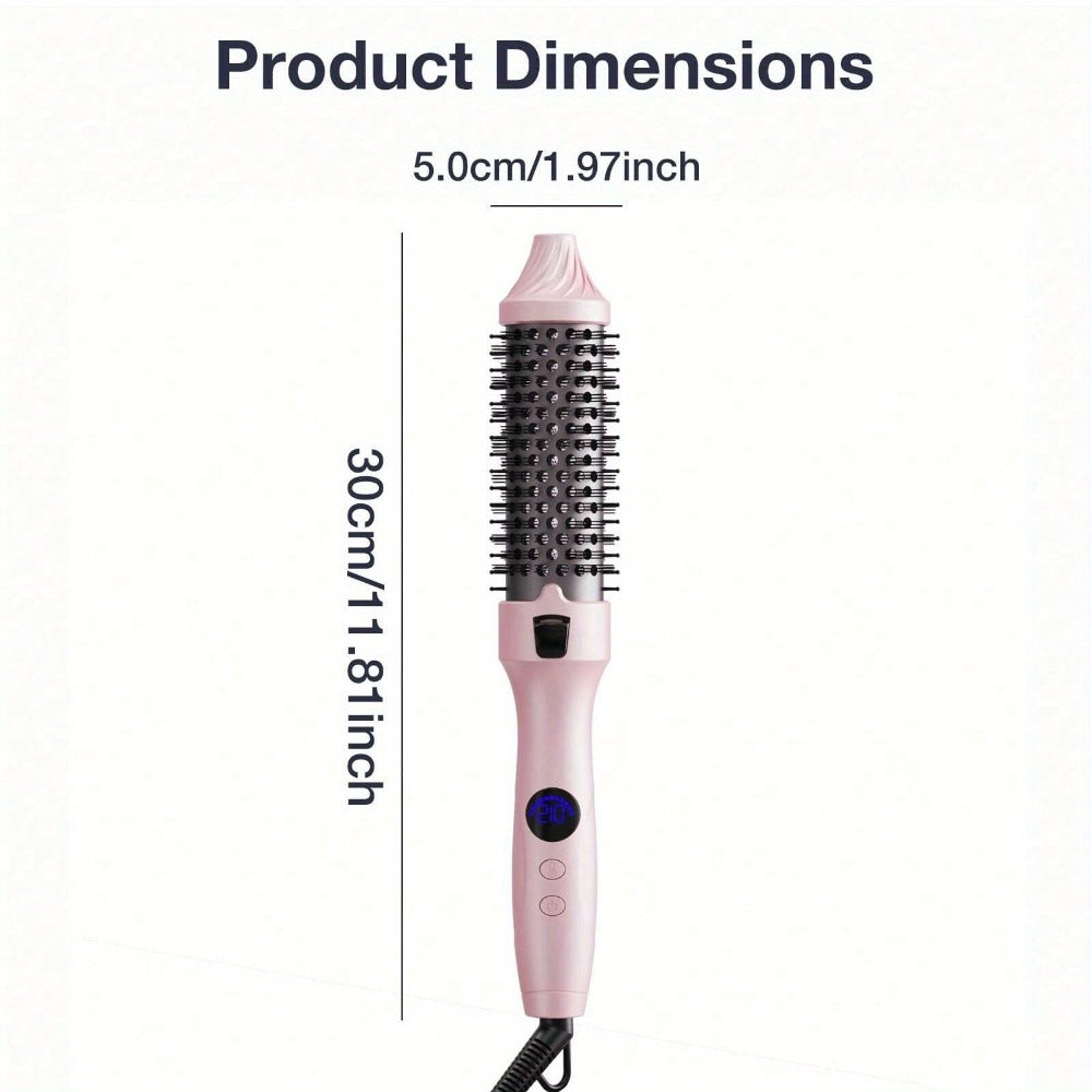 Thermal Air Brush, Straight & Curling 2-in-1 Blowout & Natural Curls, Negative Ion Tech for Frizz-Free, Temp Control & Lightweight for Travel/Gift