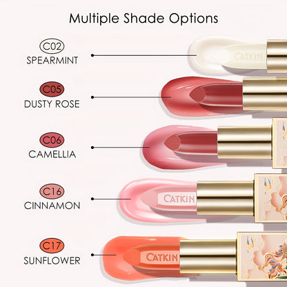Color Changing Lip Balm Moisturizing Glossy Finish - Plant Squalane Vitamin E Nourishing Hydrating Lip Care Tinted Balm for Women Multiple Shades CATKIN