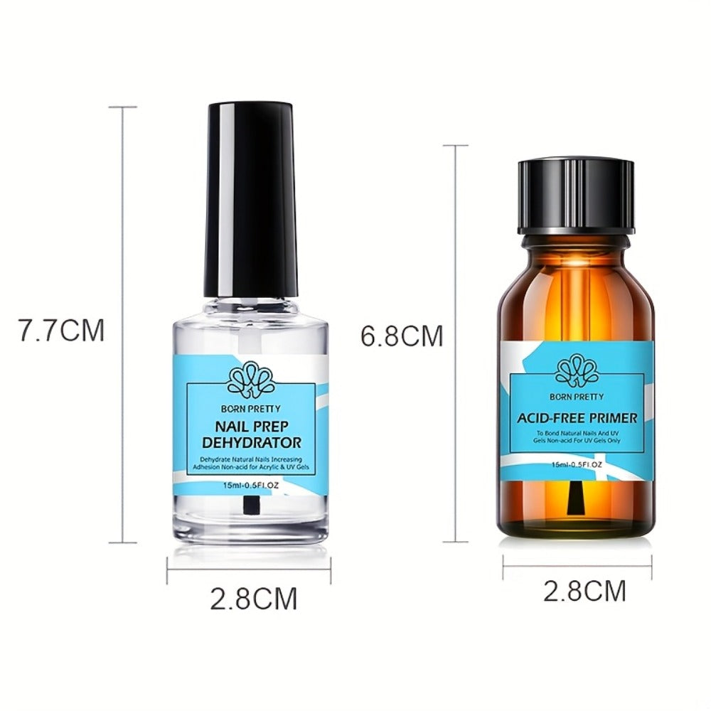 BORN PRETTY 4pcs/Set 0.34oz Super Top Coat And Base Gel Nail Polish for Gel Polish Nail Prep Dehydrator And Nail Primer Semi-permanent Varnish Nail Supplies