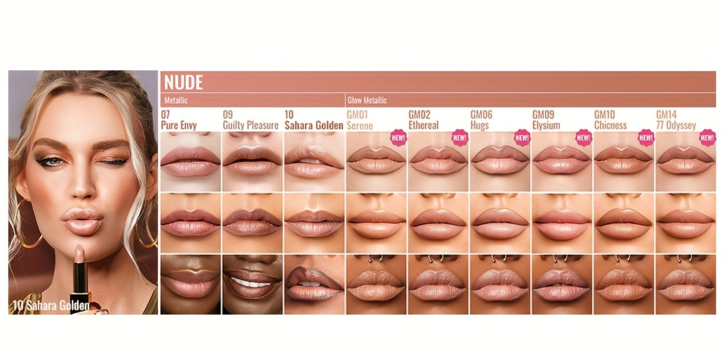 Metallic Lipstick Set 3 Pcs – 24-Hour Smudge-Proof & Transfer-Resistant Lip Color by Oulac, Lightweight Full-Coverage Lips Makeup, Long-Lasting Glossy Finish, 12.9G/0.45oz
