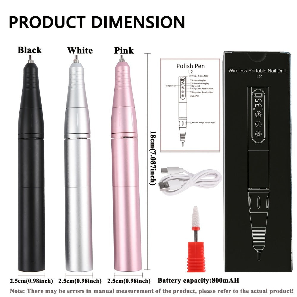 Professional 35, 000RPM Electric Nail Drill - Portable, Rechargeable, Low Noise, Suitable for Manicure And Pedicure - USB Powered, Gift for Mother's Day Gift
