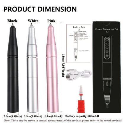 35000RPM Electric Nail Drill Rechargeable – Portable USB-Powered Low Noise Nail Efile for Manicure & Pedicure | Professional Cordless Nail Drill for Acrylic & Gel Nails, Gift for Women
