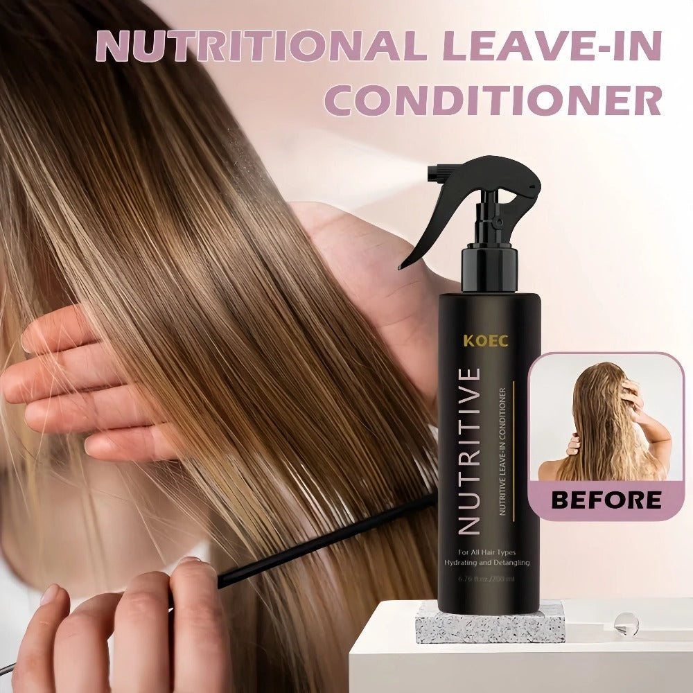 Leave-In Conditioner with Hydrolyzed Keratin & Biotin — Anti-Frizz Detangler, Argan Oil & Plant Extracts, Repairs Split Ends & Breakage, Color-Safe for Curly, Dry & Damaged Hair, 6.76 oz