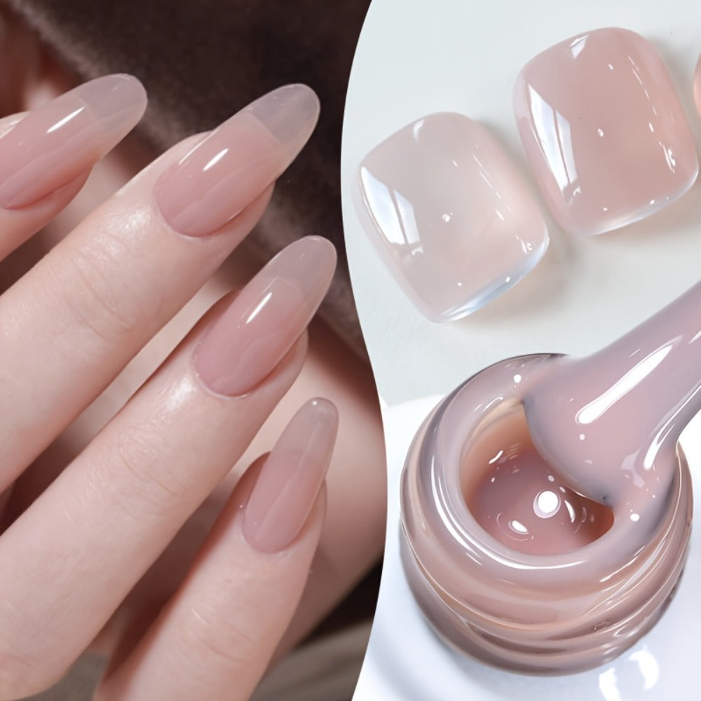 BORN PRETTY 0.34oz Jelly Gel Nail Polish Pink Nude Transparent Skin Color Soak Off LED Jade Nail Art Semi Permanent Varnish