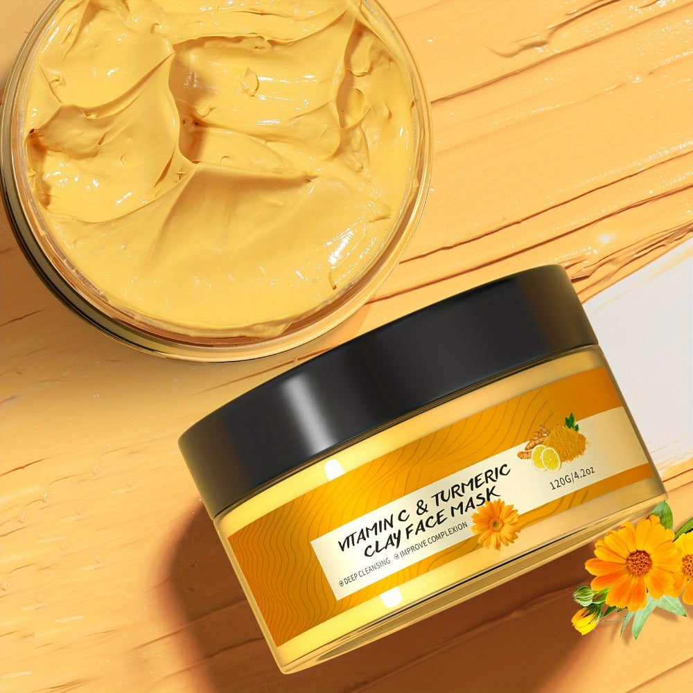 Turmeric Vitamin C Mud Mask - Deep Cleansing, Moisturizing And Firming Mask, Vitamin C Mask, Achieve Radiant, Smooth Skin - The Perfect Gift for Valentine'S Day And Mother'S Day