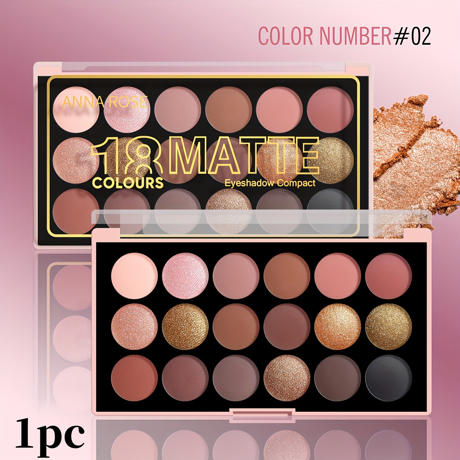 18-Color Eyeshadow Palette with Matte & Shimmer Finishes - Waterproof & Sweatproof Non-Sticky Formula Suitable for Everyday & Glam Looks, Long-Lasting Tones Palette for Professional, Ideal for Valentine's Day & Christmas Gifts